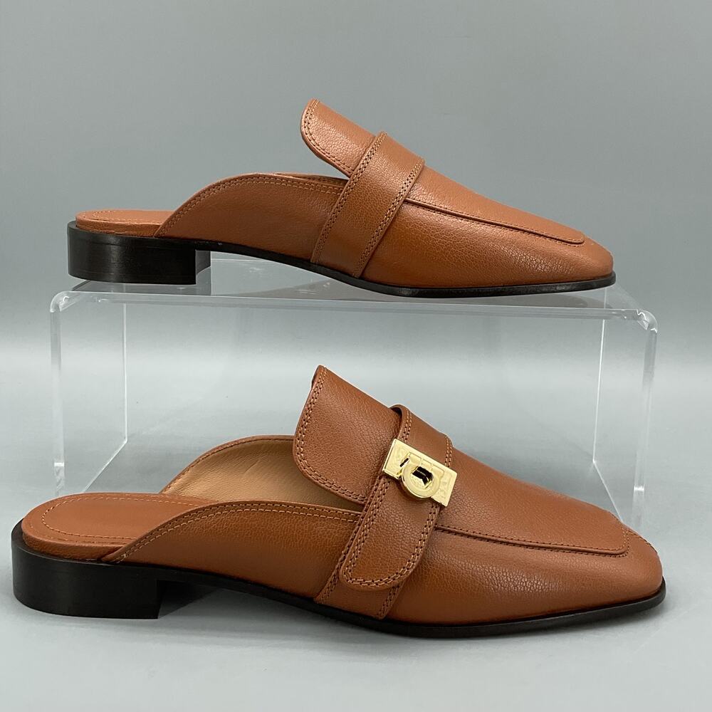 NEW Ferragamo Women’s Mavira Gancini Loafer Mules Brown Size 5C